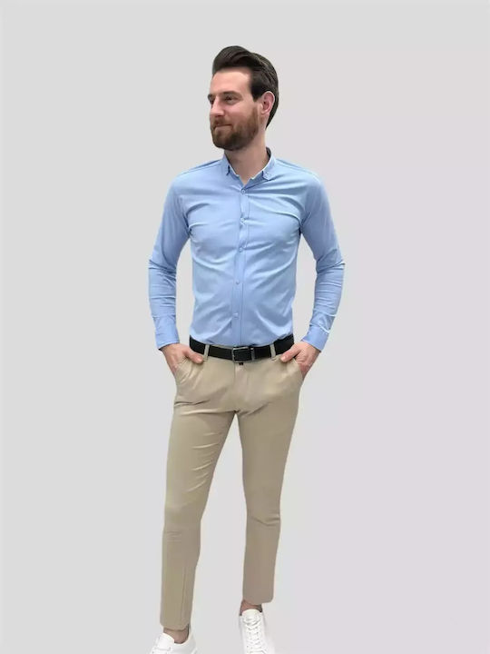 Men's Slim Fit Long Sleeve Blue Shirt