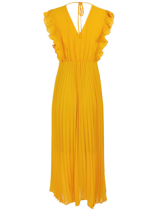 Bill Long Yellow Pleated Dress