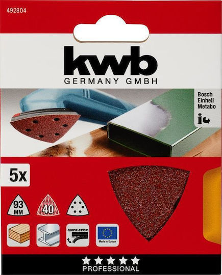KWB Delta Sanding Sheet K120 with Holes 93x93mm Set 5pcs