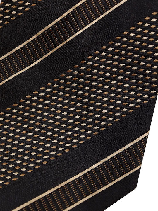 GALLIENI TIE 9CM DESIGNER STRIPES GOLD-BLACK