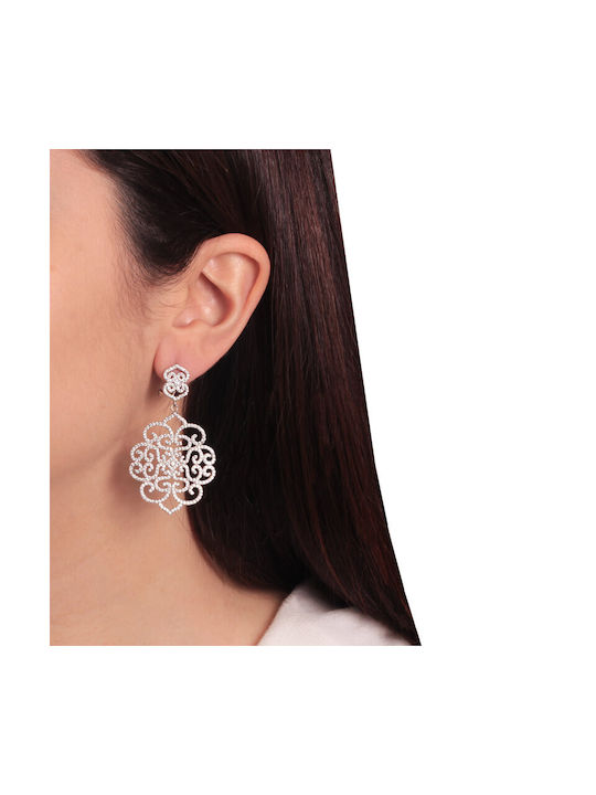 Silver platinum plated earrings Lace earrings