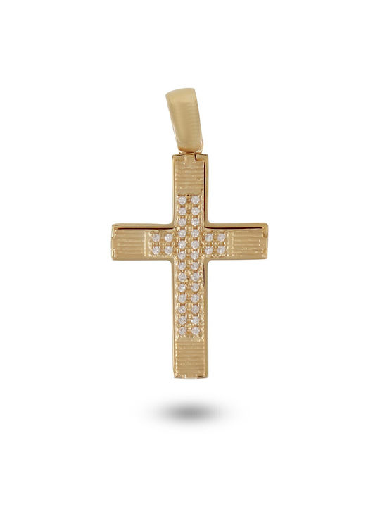 Women's Cross VITOPOULOS 14K Yellow Gold with White Zirconia