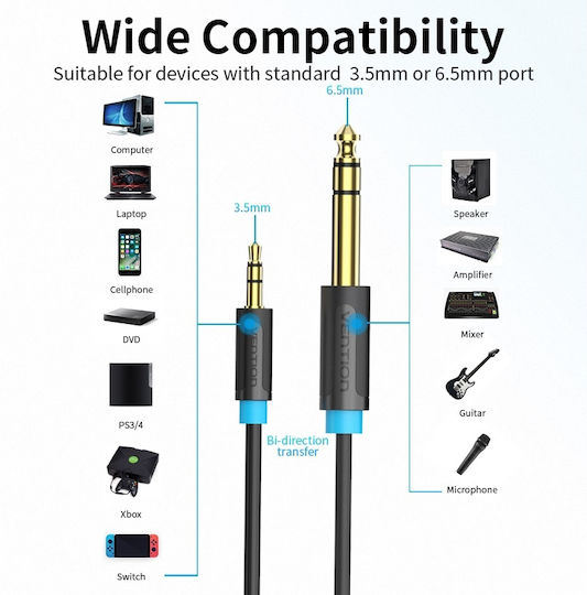 Vention Cable 6.3mm male - 3.5mm male 2m (BABBH)