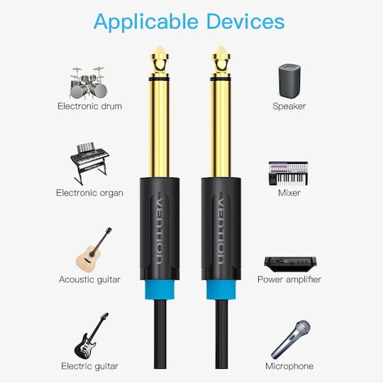 Vention Cable 6.3mm male - 6.3mm male 0.5m (BAABD)
