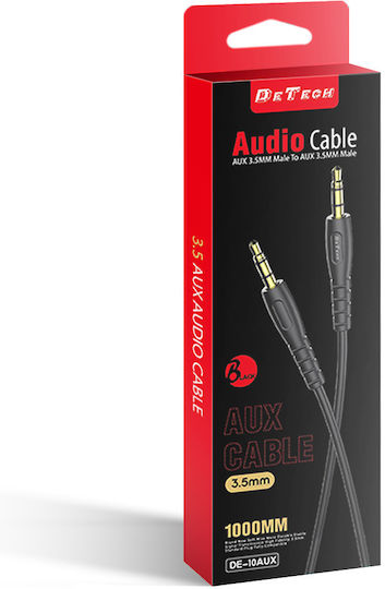 Καλώδιο Ήχου 3.5mm male - 3.5mm male Μαύρο 1m με Επίχρυσους Ακροδέκτες 40276