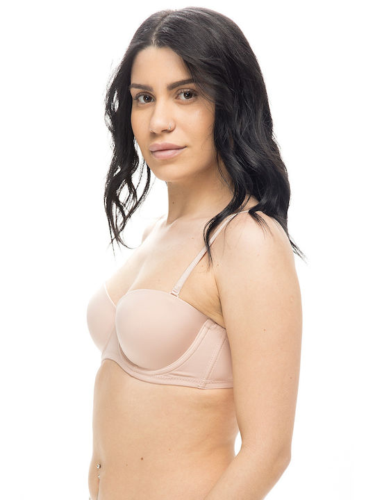 Damen trägerloser BH mit Bügel ohne Polsterung (B Cup)-33-8020b Beige