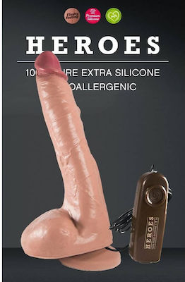 Realistic Silicone Vibrator - Heroes Vibrating Realistic Dong Beige 25cm