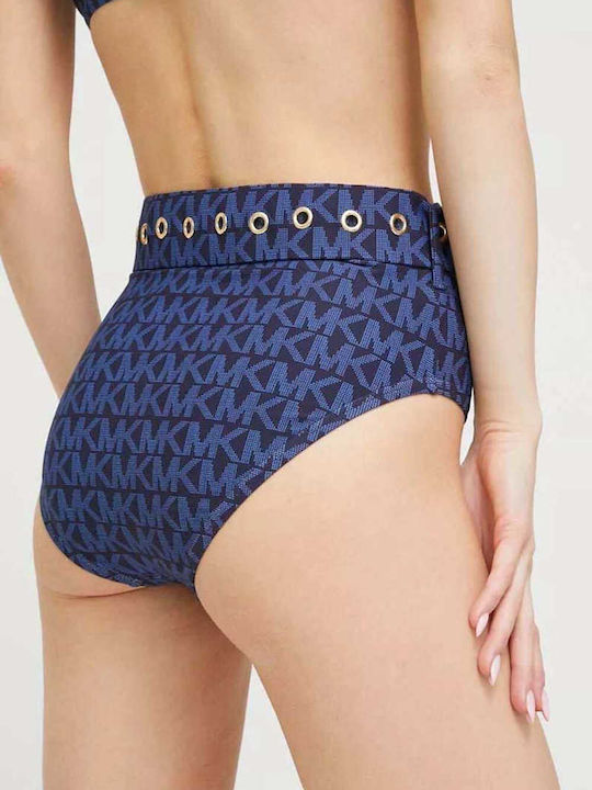 Michael Kors Bikini Slip Ψηλόμεσο Navy Μπλε