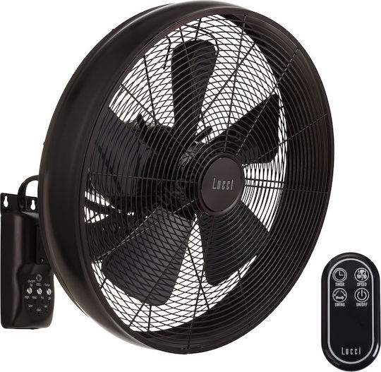 Lucci Air Breeze Wall Fan Ανεμιστήρας Τοίχου 55W Διαμέτρου 41cm με Τηλεχειριστήριο Μπρούτζινος