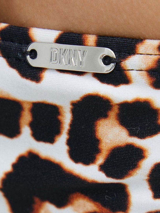 Strapless Ολόσωμο Μαγιό με Ανοίγματα Animal Print Καφέ