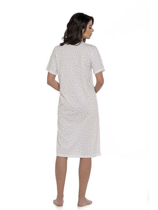 Nightgown Floral Short Sleeve Plus Size (Prussian)