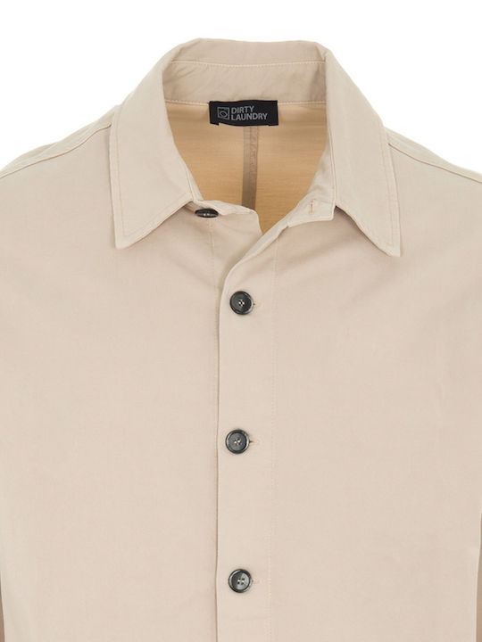 Dirty Laundry Men's Shirt Overshirt Long Sleeve Beige