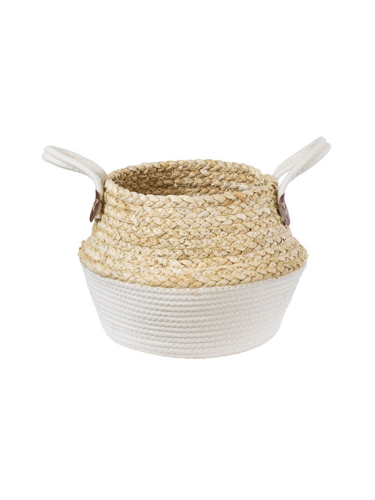 GloboStar KIMOLOS Planter Wicker White with Stand 22x22x26cm.