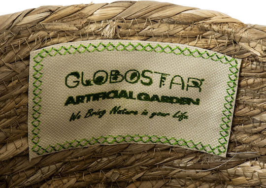 GloboStar PAROS Κασπώ Ψάθινο Μπεζ με Βάση 24x24x19εκ.
