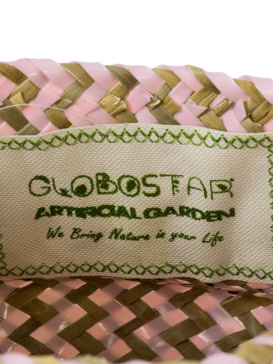 GloboStar Artificial Garden Leros Übertopf Korbweide Rosa mit Gestell 18x18x20εκ.