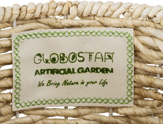 GloboStar Artificial Garden Limnos Planter Wicker Beige with Stand 26x26x42cm.