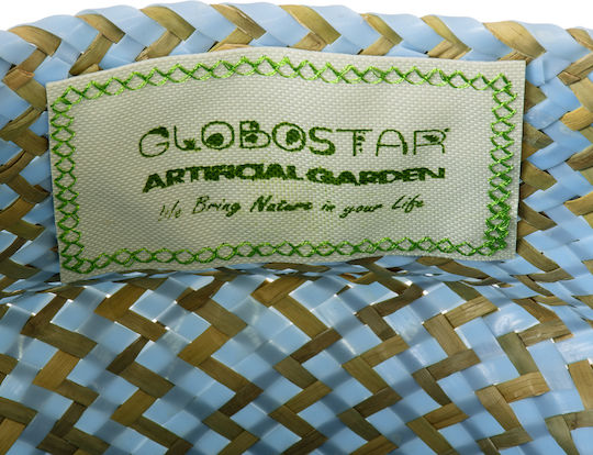 GloboStar Artificial Garden Skyros Κασπώ Ψάθινο Καφέ με Βάση 18x18x20εκ.