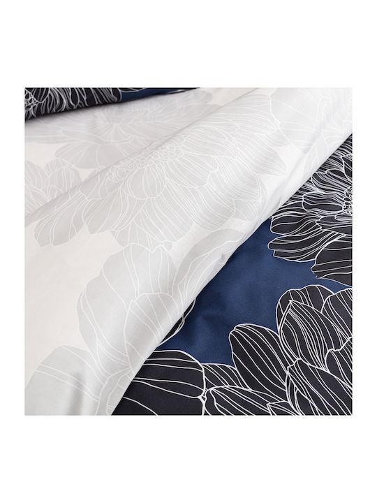 Charalambidis Textiles Ντάλια Κουβερλί Υπέρδιπλο από Βαμβάκι & Πολυεστέρα Μπλε 220x230cm