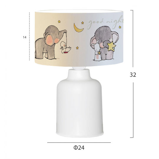 HomeMarkt Kids Side Table Lamp Cute Animals with Design Projection White 24x24x32cm