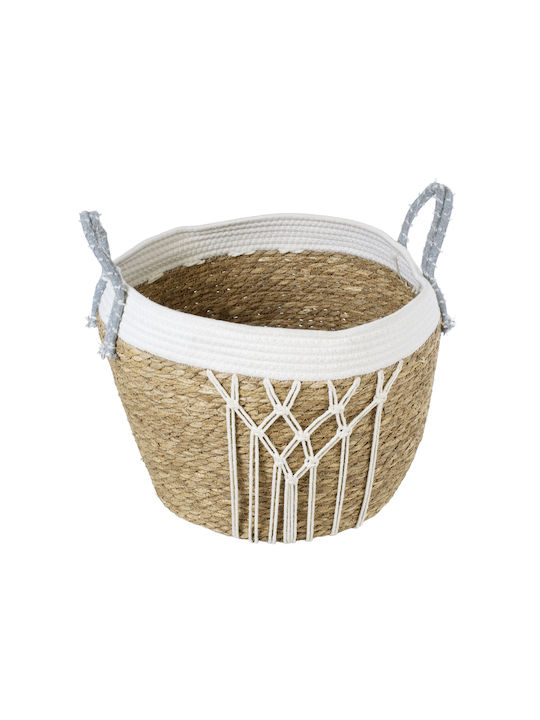 GloboStar Artificial Garden Sardinia Planter Macrame Beige with Stand 25x25x20cm.