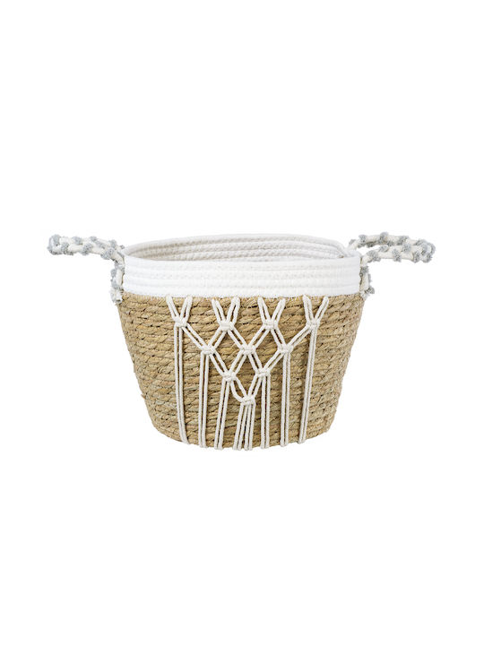 GloboStar Artificial Garden Sardinia Planter Macrame Beige with Stand 25x25x20cm.