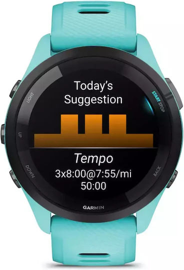 Garmin Forerunner 265 Waterproof Smartwatch with Heart Rate Monitor (Aqua/Black)