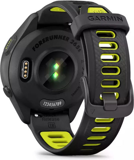 Garmin Forerunner 265s 42mm Waterproof Smartwatch with Heart Rate Monitor (Black/Amp Yellow)
