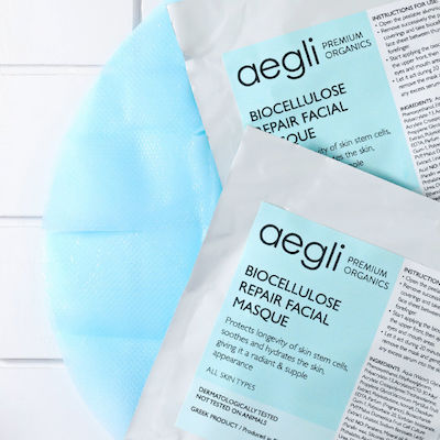 Aegli Premium Organics Biocellulose Gesichtsmaske für das Gesicht für Feuchtigkeitsspendend 1Stück