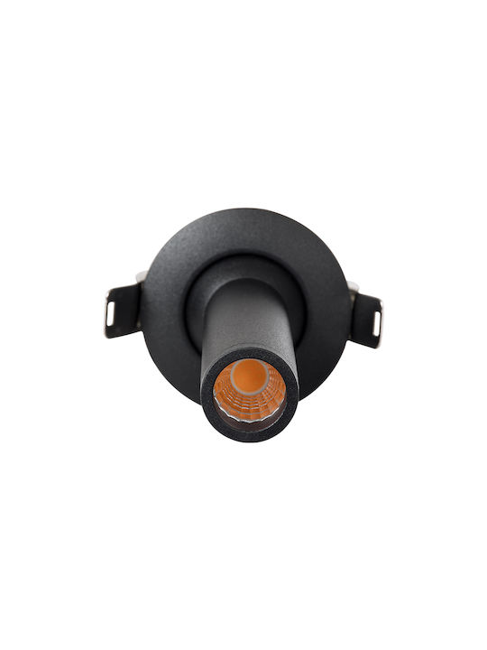 GloboStar Dale Round Metallic Recessed Spot with Integrated LED and Warm White Light Black 6.4x6.4cm. 1pcs