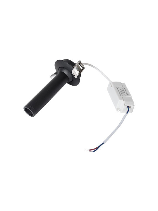 GloboStar Dale Round Metallic Recessed Spot with Integrated LED and Warm White Light Black 6.4x6.4cm. 1pcs