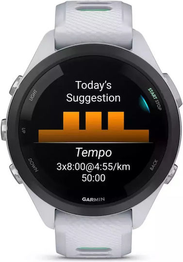 Garmin Forerunner 265s 42mm Waterproof Smartwatch with Heart Rate Monitor (Whitestone/Neo Tropic)