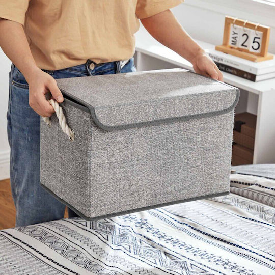Songmics Fabric Storage Box with Lid Gray 38x25x25cm 3pcs
