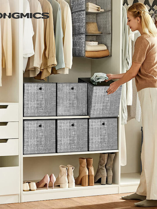 Songmics Fabric Storage Box with Lid Gray 30x30x30cm 6pcs