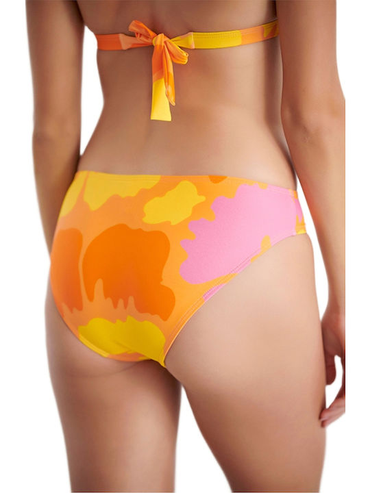Orange Flower Bikini Set Triangle With Removable Padding Orange