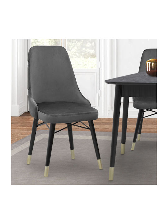 Venus Dining Room Velvet Chair Gray 53x48x95cm