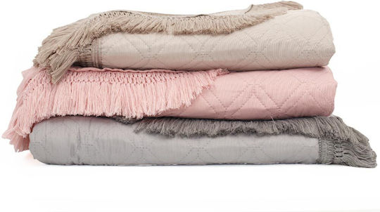 Borea Dahlia Set Coverlet Queen Size from Polyester Ecru 220x240cm 3pcs