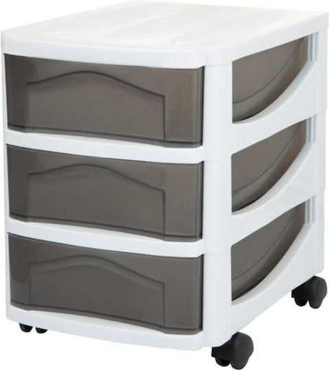 Plastic Office Drawer with Wheels White 30x40x40cm