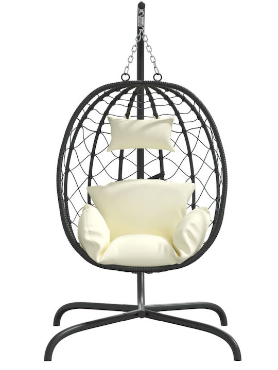 Leagăn cu bază și pernă Rattan Negru Rezistență până la 150kg L106xL103xH195cm