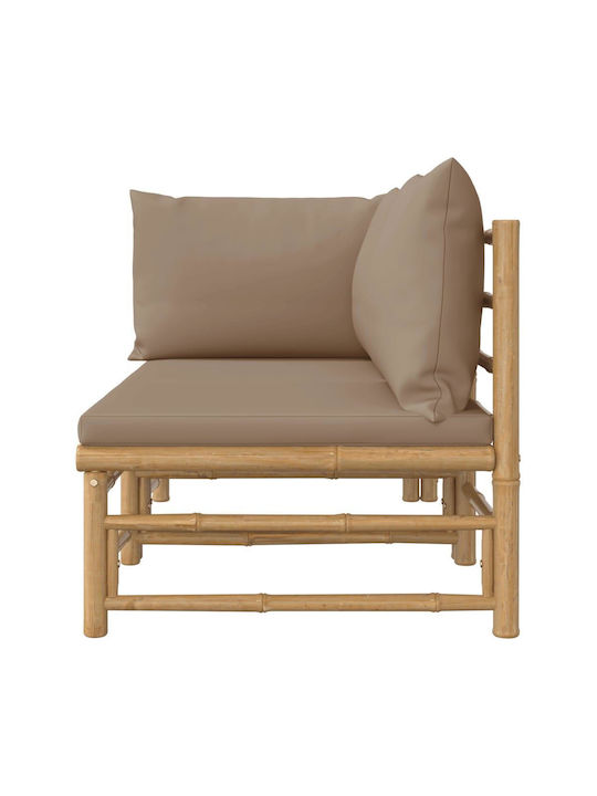 Two-Seater Sofa Outdoor Bamboo with Pillows 110x69x65cm