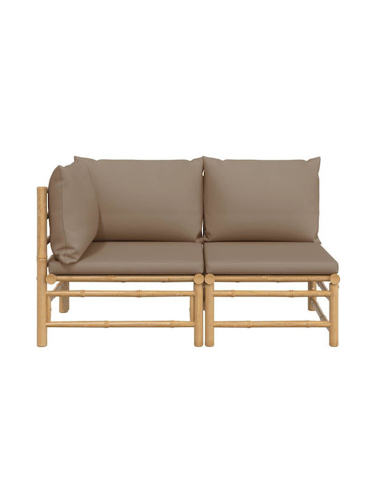 Two-Seater Sofa Outdoor Bamboo with Pillows 110x69x65cm