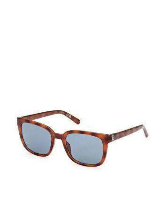 Guess Men's Sunglasses with Brown Tartaruga Plastic Frame and Light Blue Lens GU00065 53V