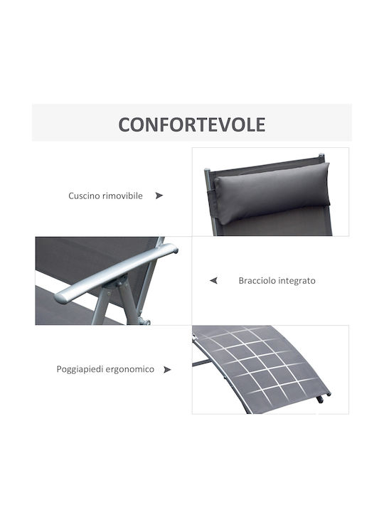Șezlong Aluminiu Relax Gri 180x63.5x65cm
