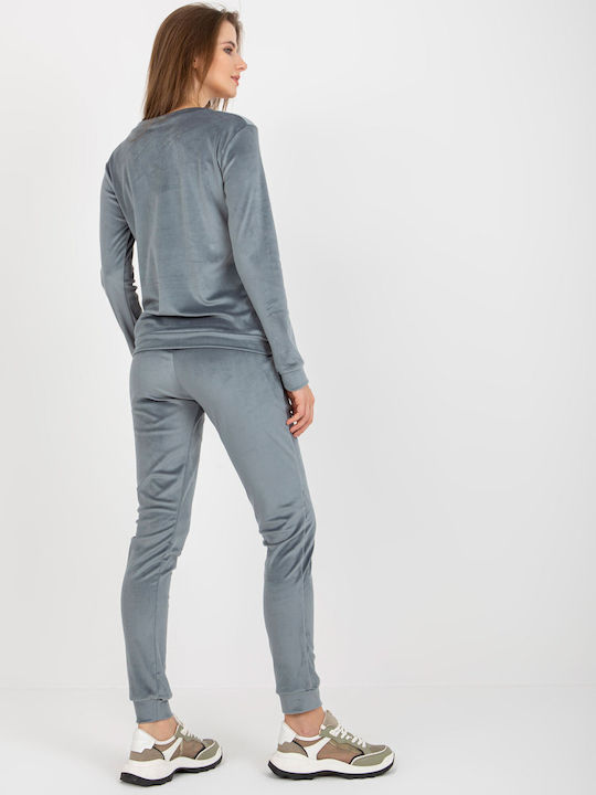 Relevance Damen-Sweatpants-Set Grey Blue Samt