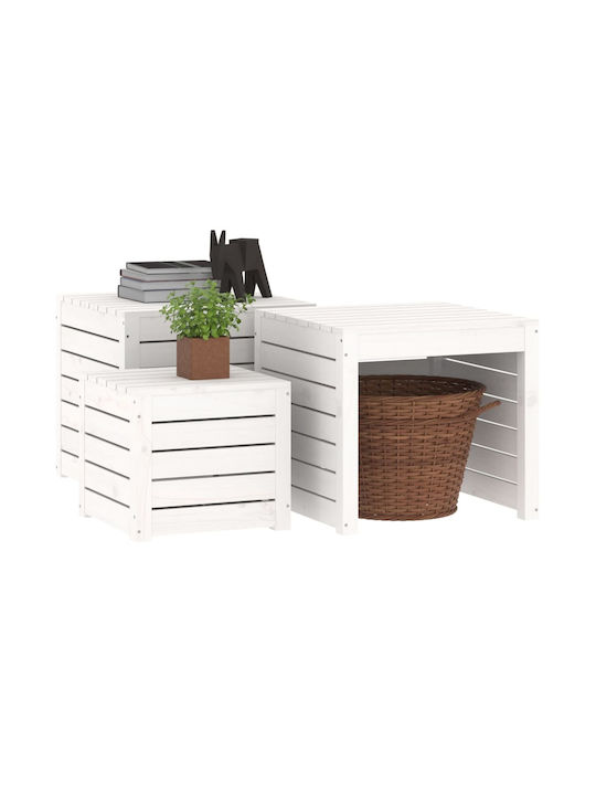 vidaXL Cutie de depozitare pentru exterior Lemn Alb L50.5xW50.5xH46buc