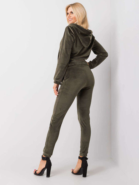 Relevance Damen-Sweatpants-Set Khaki Samt