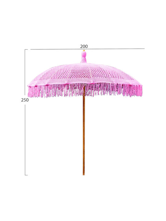 Profesională Umbrelă Rotundă Din lemn Roz cu Volan Φ2m