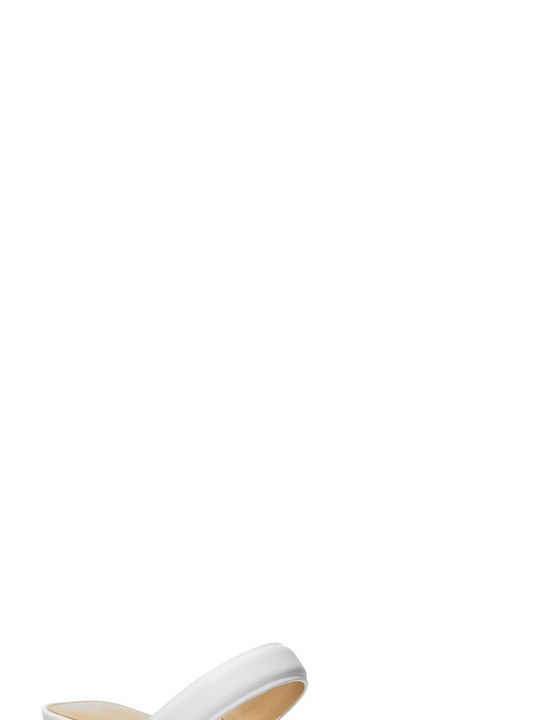 Michael Kors Jules Δερμάτινα Γυναικεία Πέδιλα σε Λευκό Χρώμα