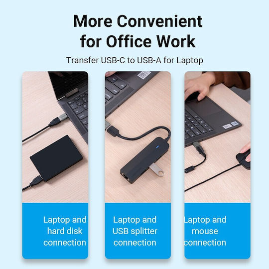 Vention Converter USB-C male to USB-A female Gray 1pcs CDQH0