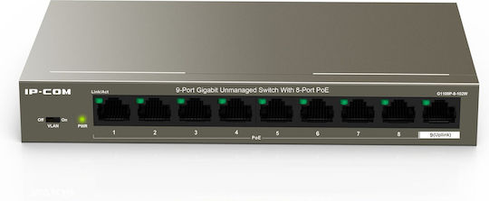 IP-COM G1109P-8-102W Unverwaltet L2 PoE+ Switch mit 9 Ports Gigabit (1Gbps) Ethernet