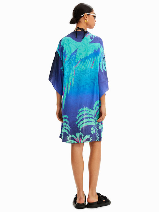 Desigual Arara Women's Kimono Beachwear Navy Blue